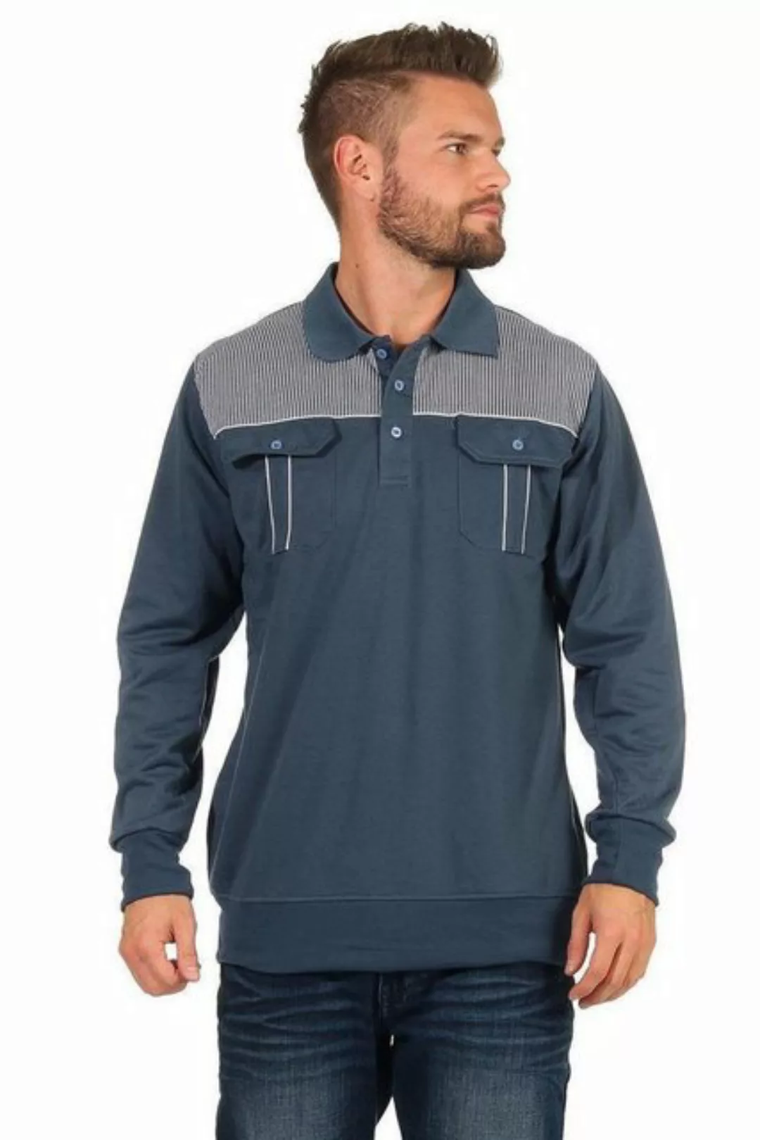 EloModa Poloshirt Herren Polo Shirt Langarm Baumwolle Longsleeve mit Brustt günstig online kaufen