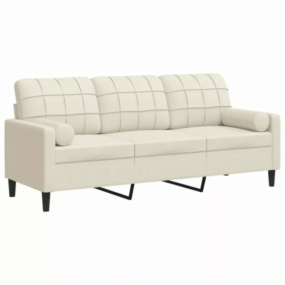 vidaXL Sofa 3-Sitzer-Sofa mit Zierkissen Creme 180 cm Samt günstig online kaufen