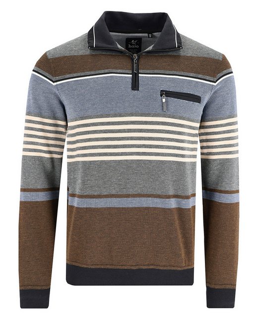 Hajo Sweatshirt Sweatshirt mit Zip und Pfauenauge-Streifen günstig online kaufen