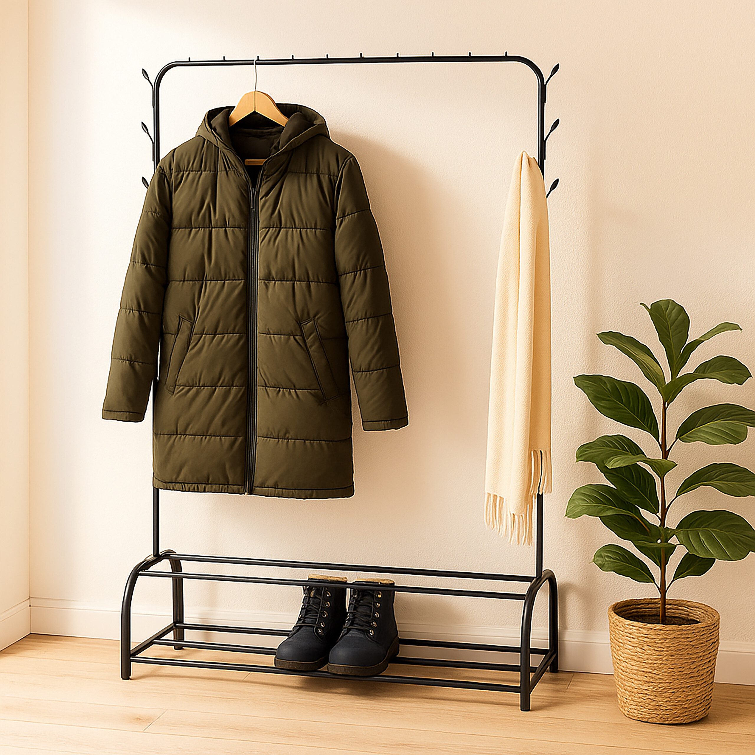 relaxdays Kleiderständer mit 2 Ablage, Schwarz günstig online kaufen