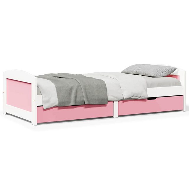 vidaXL Bett, Tagesbett mit 2 Schubladen ohne Matratze Weiß Rosa 90x200cm günstig online kaufen