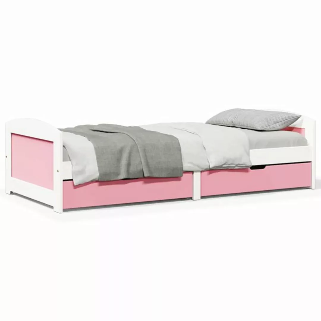 vidaXL Bett, Tagesbett mit 2 Schubladen ohne Matratze Weiß Rosa 90x200cm günstig online kaufen