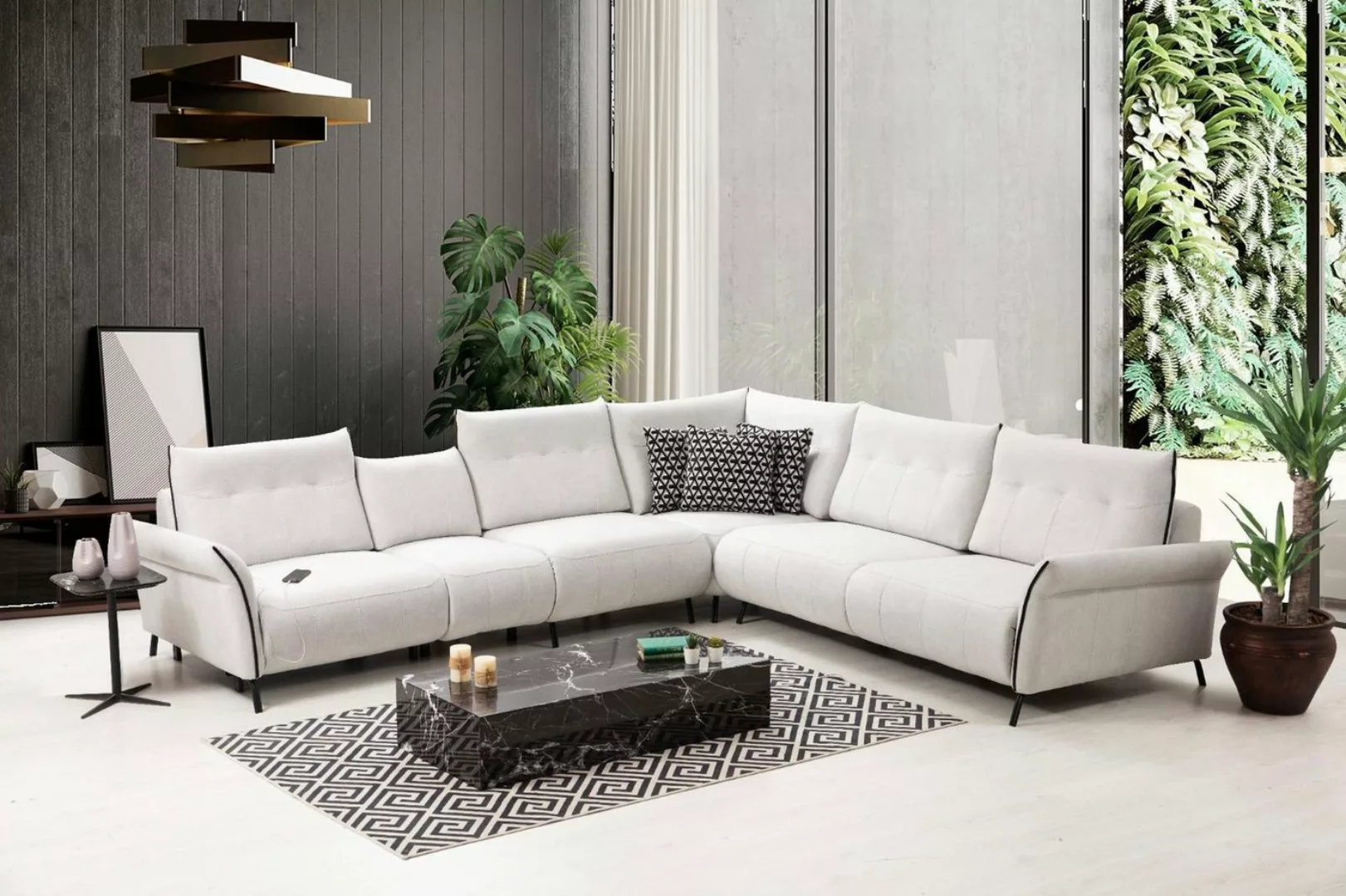 Xlmoebel Ecksofa Modernes Wohnzimmer-Sofa in L-Form mit weißem Polster und günstig online kaufen