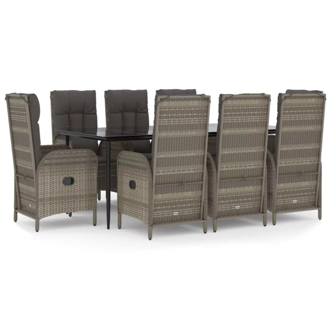 Vidaxl 9-tlg. Garten-lounge-set Mit Kissen Schwarz Grau Poly Rattan günstig online kaufen