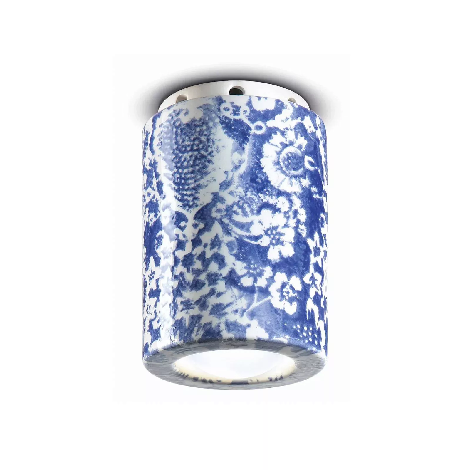 Deckenlampe PI, Blumenmuster, Ø 8,5 cm blau/weiß günstig online kaufen