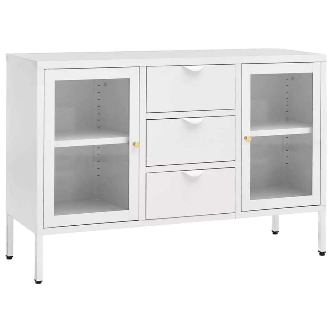 Sideboard Weiß 105x35x70 Cm Stahl Und Hartglas günstig online kaufen