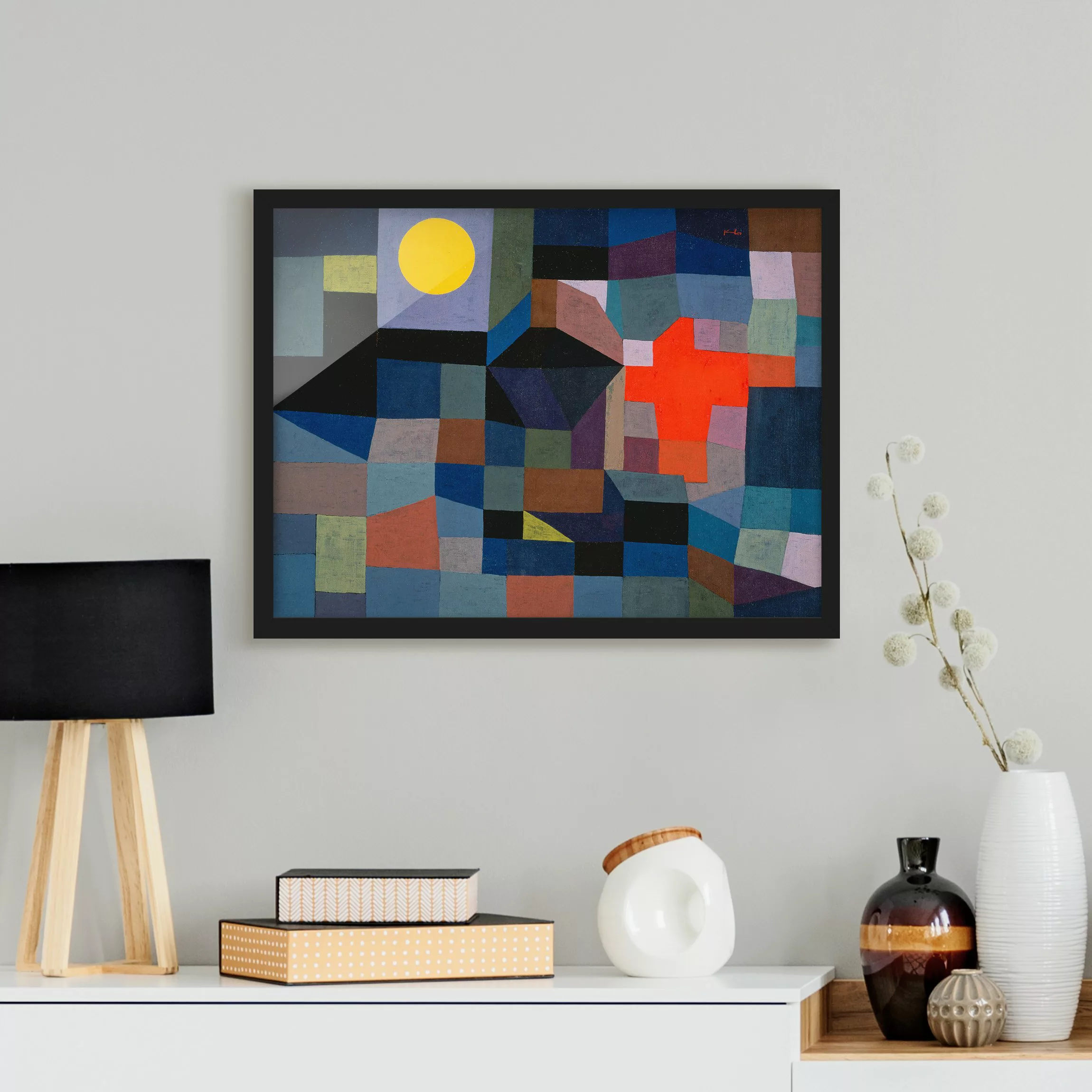 Bild mit Rahmen Kunstdruck - Querformat Paul Klee - Feuer bei Vollmond günstig online kaufen