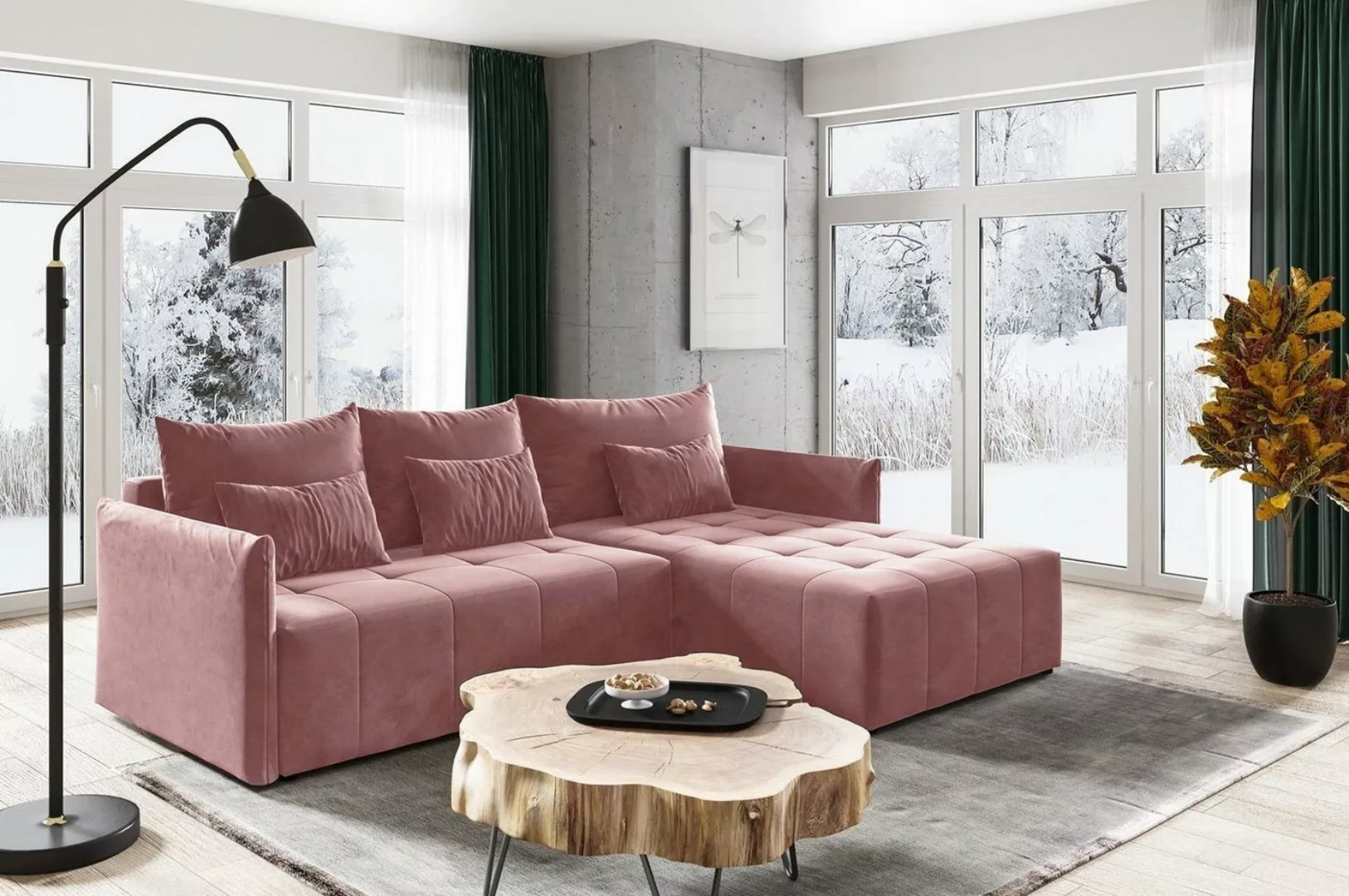 Sofnet Ecksofa Leno L, mit Schlaffunktion und Bettkasten, L-Form Couch, Pol günstig online kaufen
