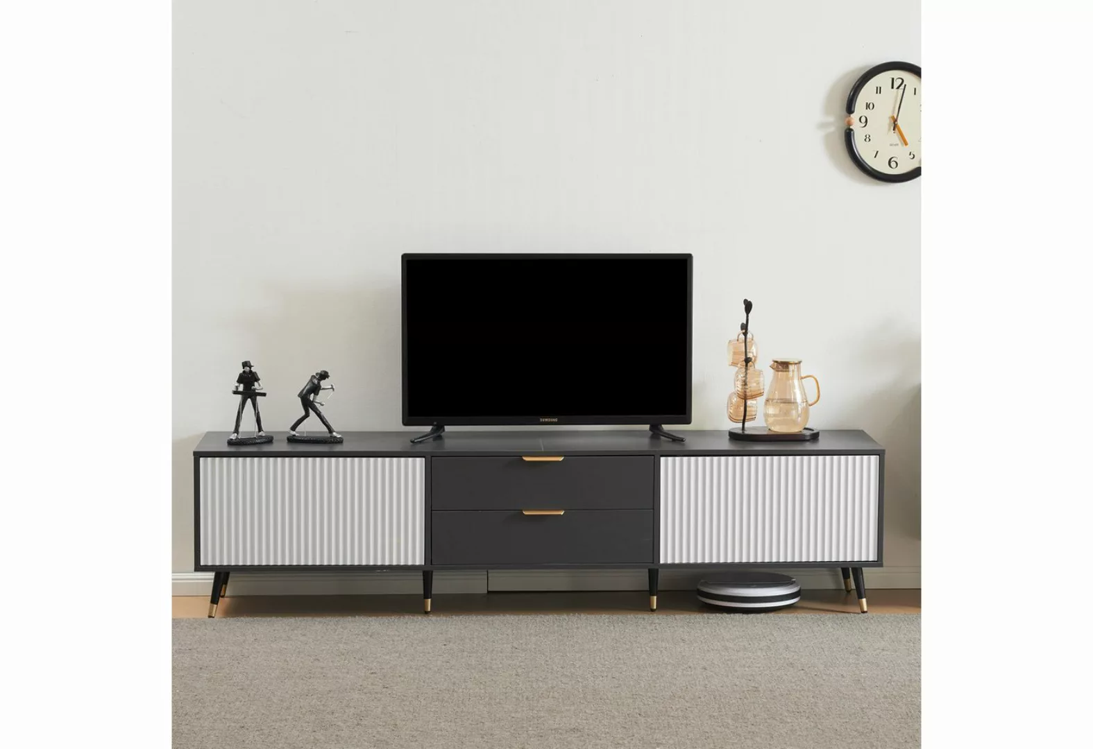 liebtech TV-Schrank TV-Schränke Eleganter Grau-Weißer 200x40x50 cm - Modern günstig online kaufen