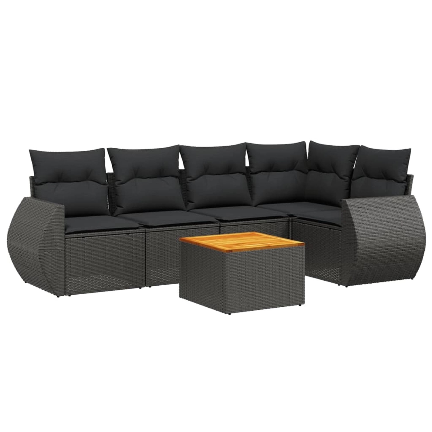 vidaXL 6-Tlg Garten-Sofagarnitur mit Kissen Schwarz Poly Rattan 3257322 günstig online kaufen
