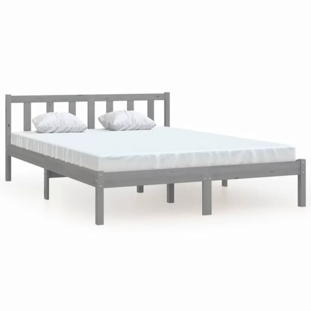 furnicato Bett Massivholzbett Grau Kiefer 150x200 cm günstig online kaufen