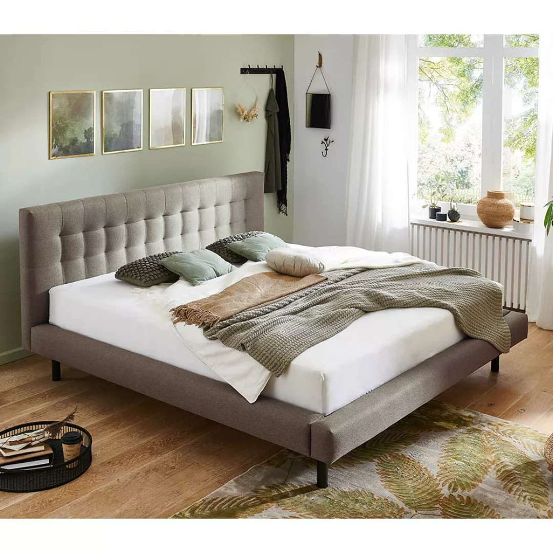 Gepolstertes Bett Stoff Hellbraun 160x200 cm 180x200 cm günstig online kaufen