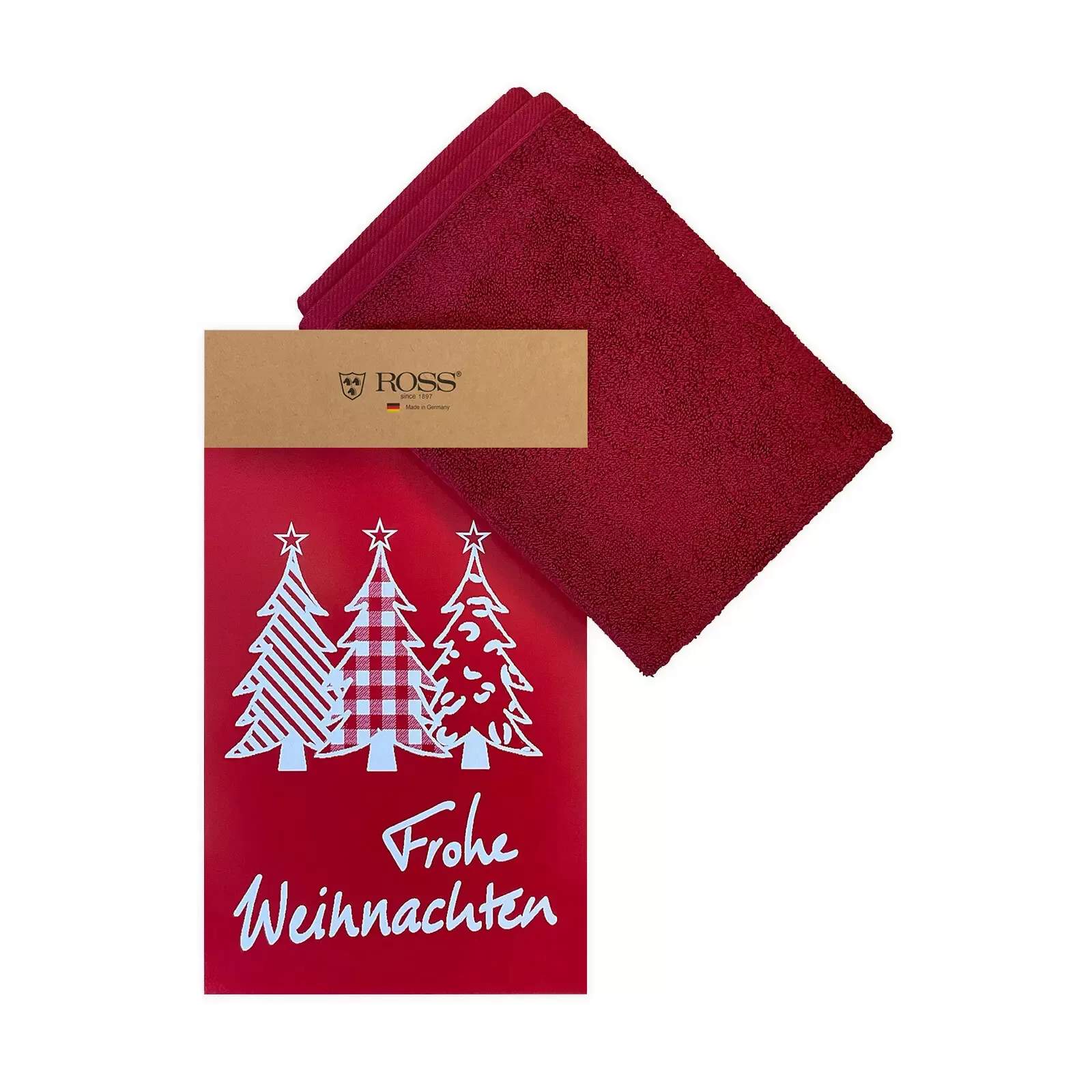 Ross 2er Baumwoll Geschirrtuch Set Weihnachtsbäume rot günstig online kaufen