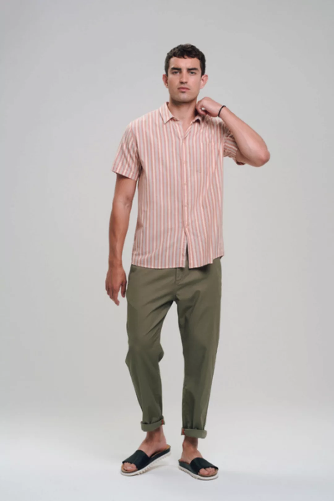 Leinen Shortsleeve Shirt #Stripes günstig online kaufen