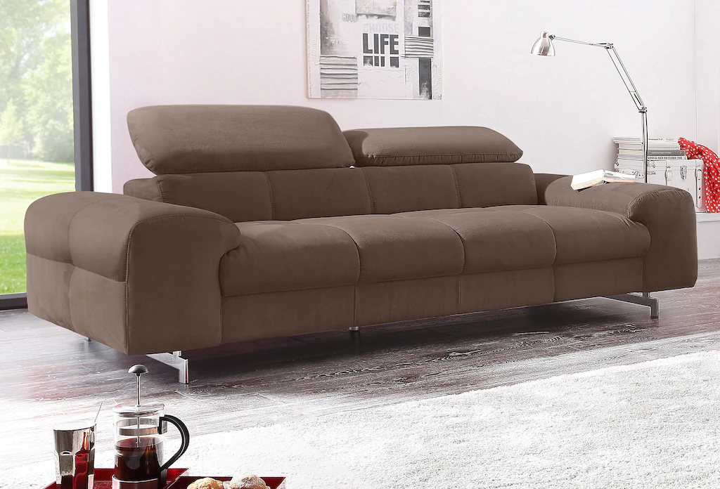 COTTA 3-Sitzer "Chef", Big-Sofa mit Kopfteilverstellung, edle Metallkufen günstig online kaufen