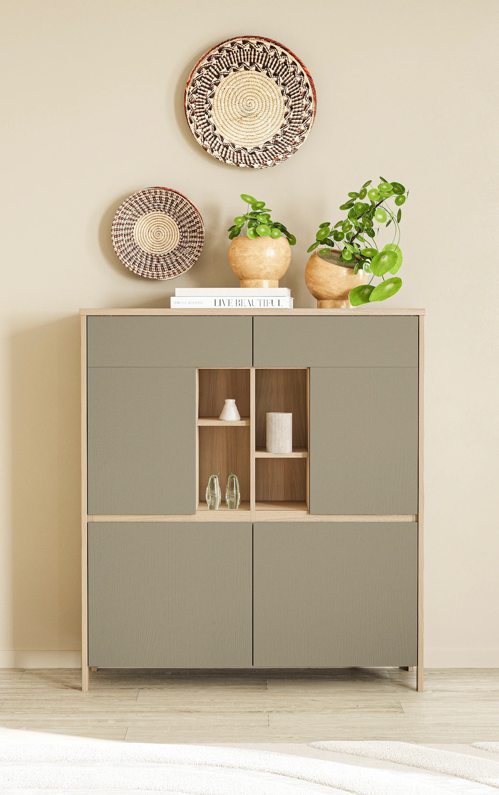 Home affaire Highboard "Stranda, moderner Schrank, Stauraumelement im Scand günstig online kaufen