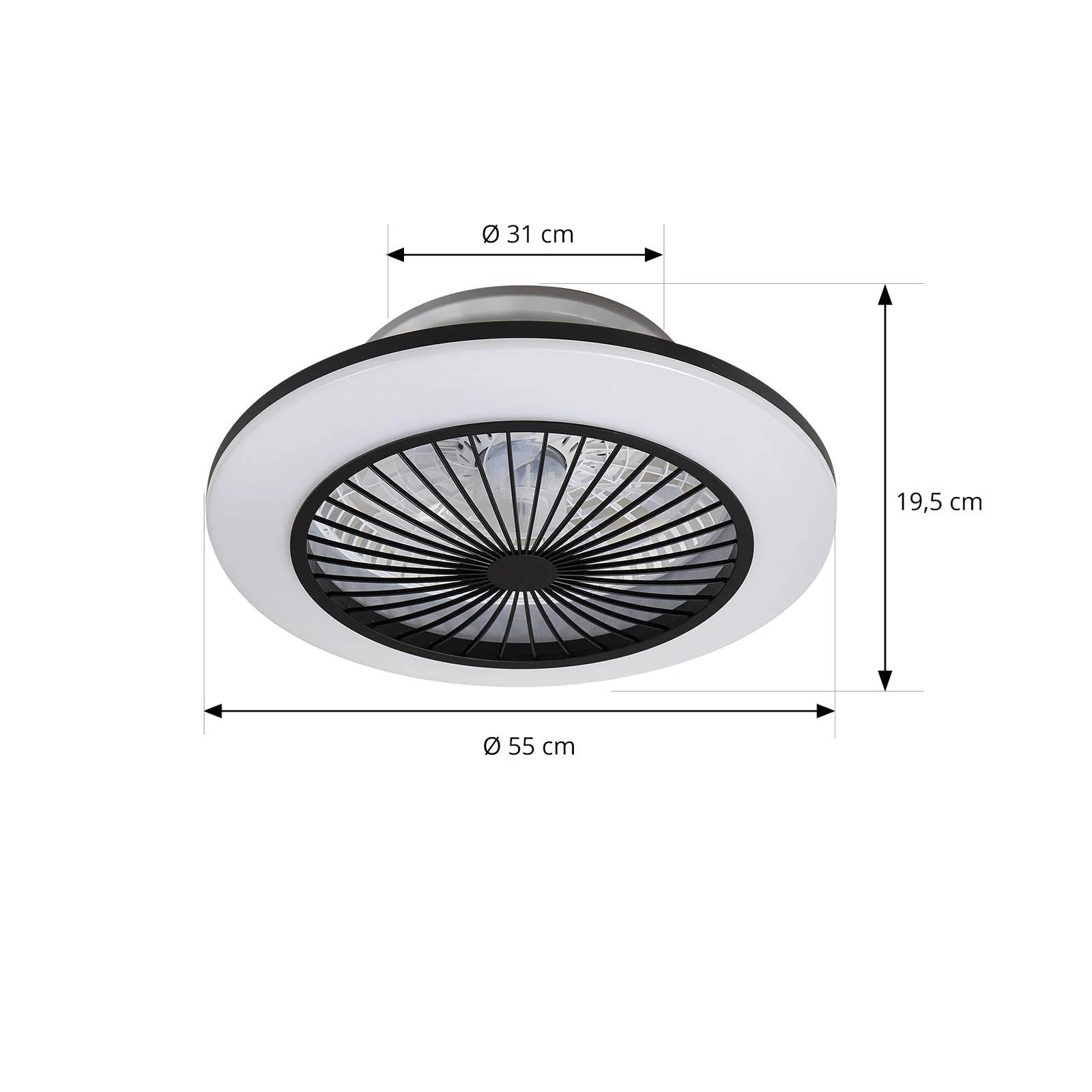 Lindby LED-Deckenventilator Mamuti, schwarz, leise, Ø 55 cm günstig online kaufen