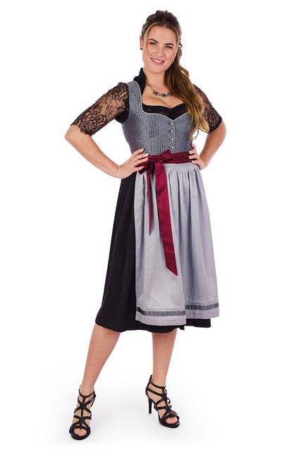 Spieth & Wensky Dirndl Midi Dirndl 2tlg. - ANTONIA - silbergrau/schwarz günstig online kaufen