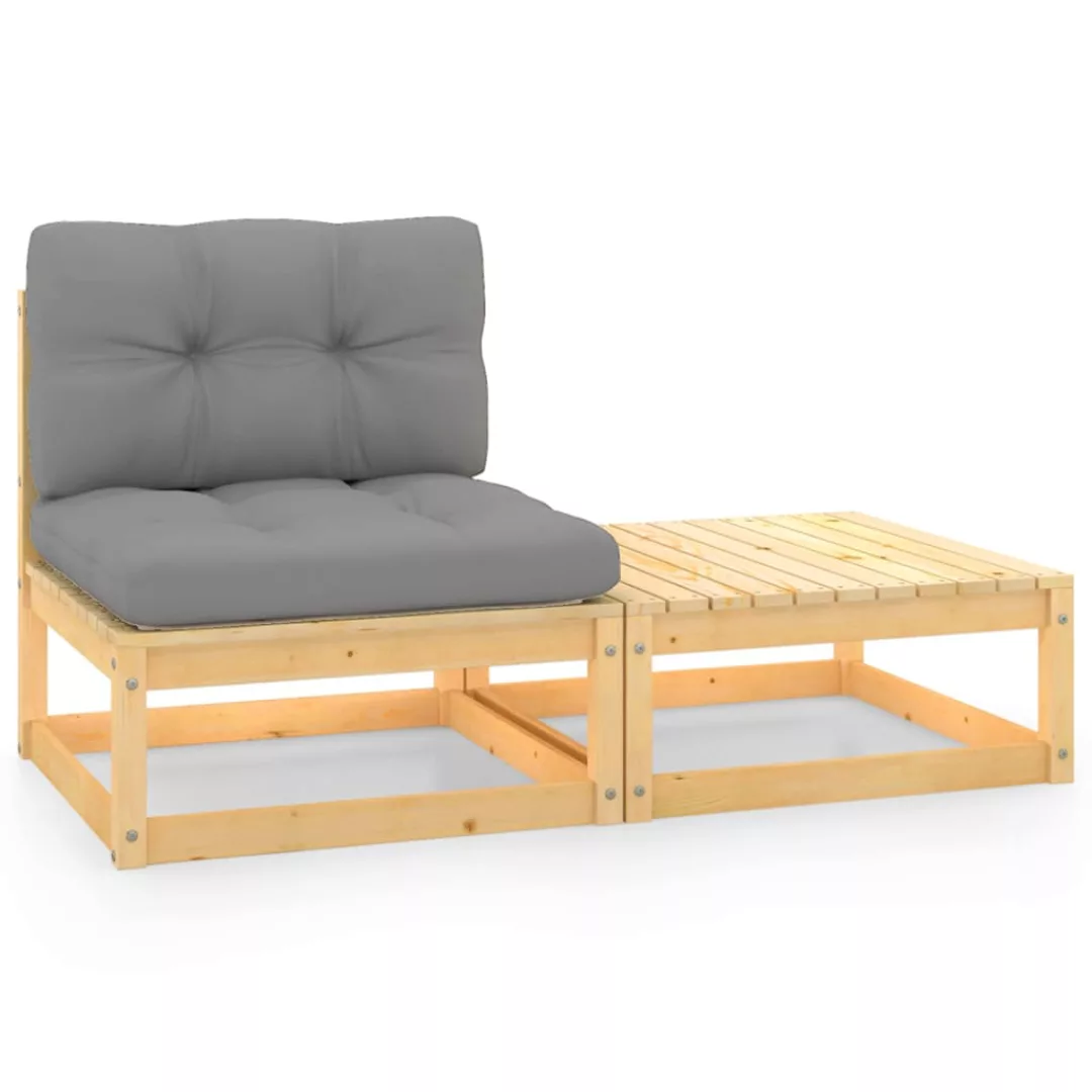 2-tlg. Garten-lounge-set Mit Kissen Kiefer Massivholz günstig online kaufen