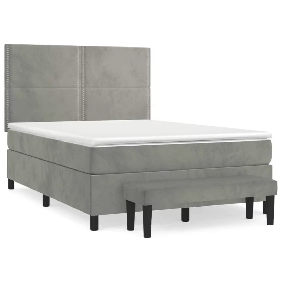 Vidaxl Boxspringbett Mit Matratze Hellgrau 140x200 Cm Samt günstig online kaufen