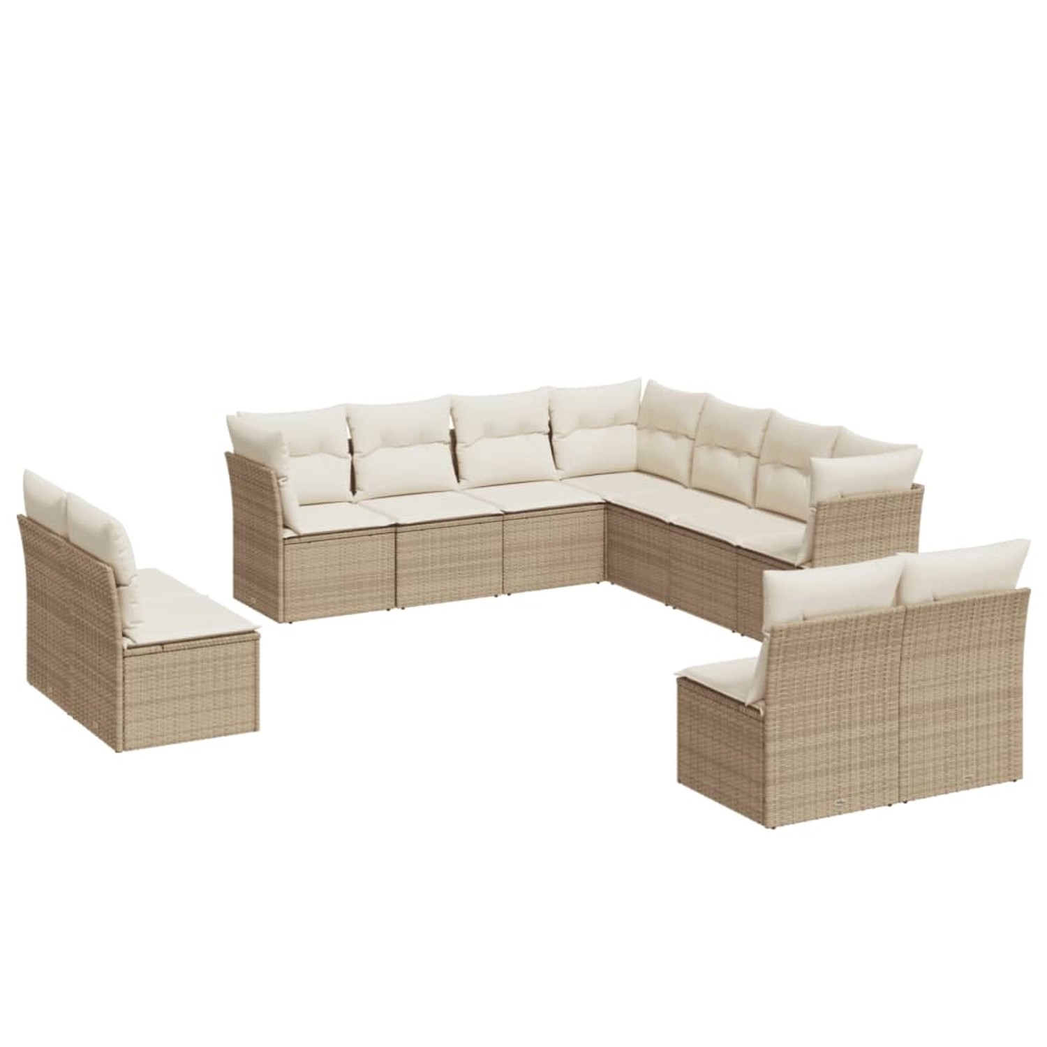 vidaXL 11-tlg Garten-Sofagarnitur mit Kissen Beige Poly Rattan Modell 62 günstig online kaufen