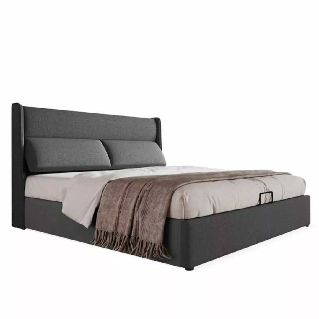 MODFU Polsterbett Doppelbett mit Verstellbare Kopfstützen, 160x200 mit latt günstig online kaufen