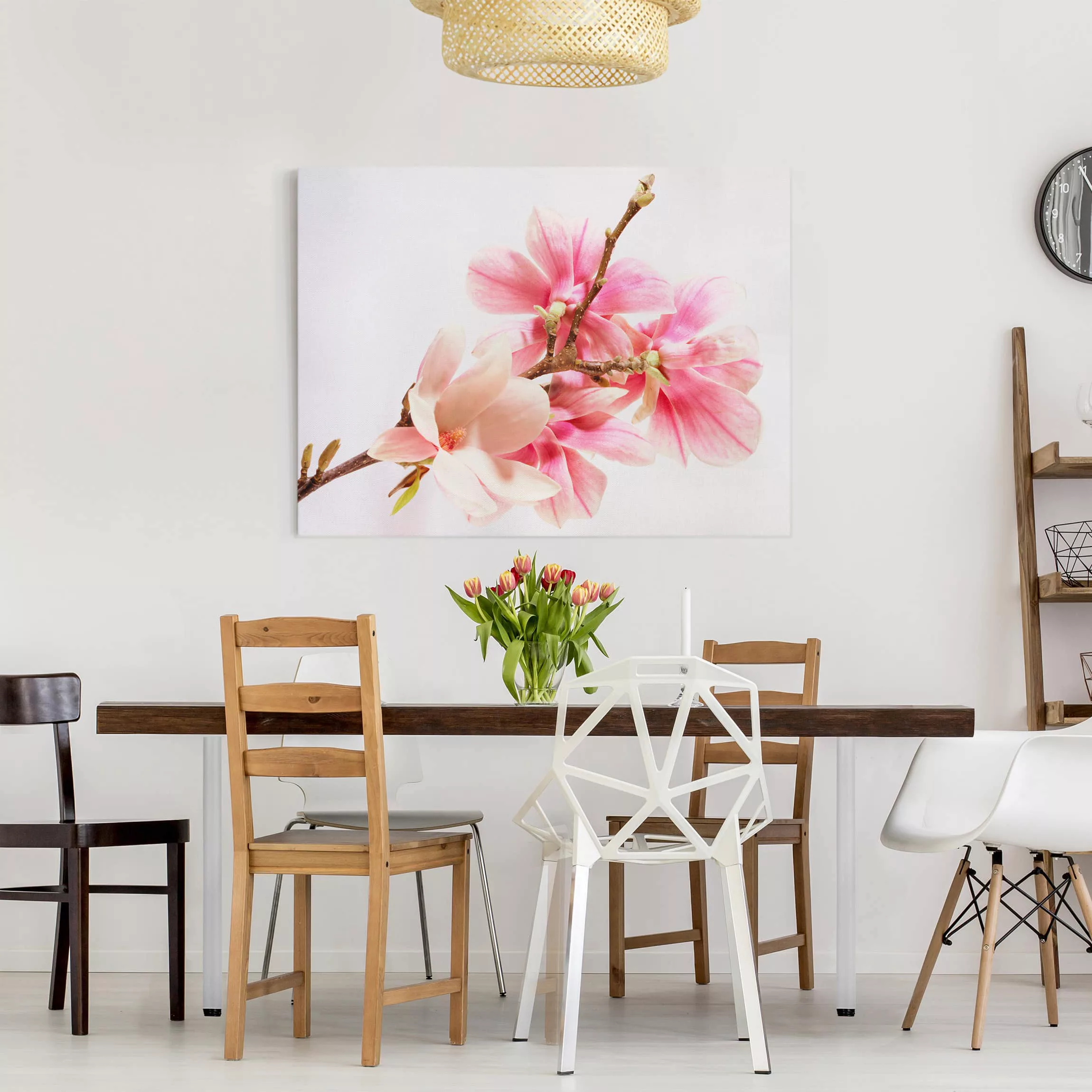 Leinwandbild Blumen - Querformat Magnolienblüten günstig online kaufen