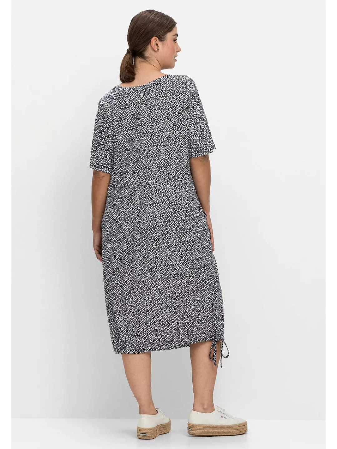 Sheego Sommerkleid "Große Größen", mit Minimalprint und Saum-Tunnelzug günstig online kaufen