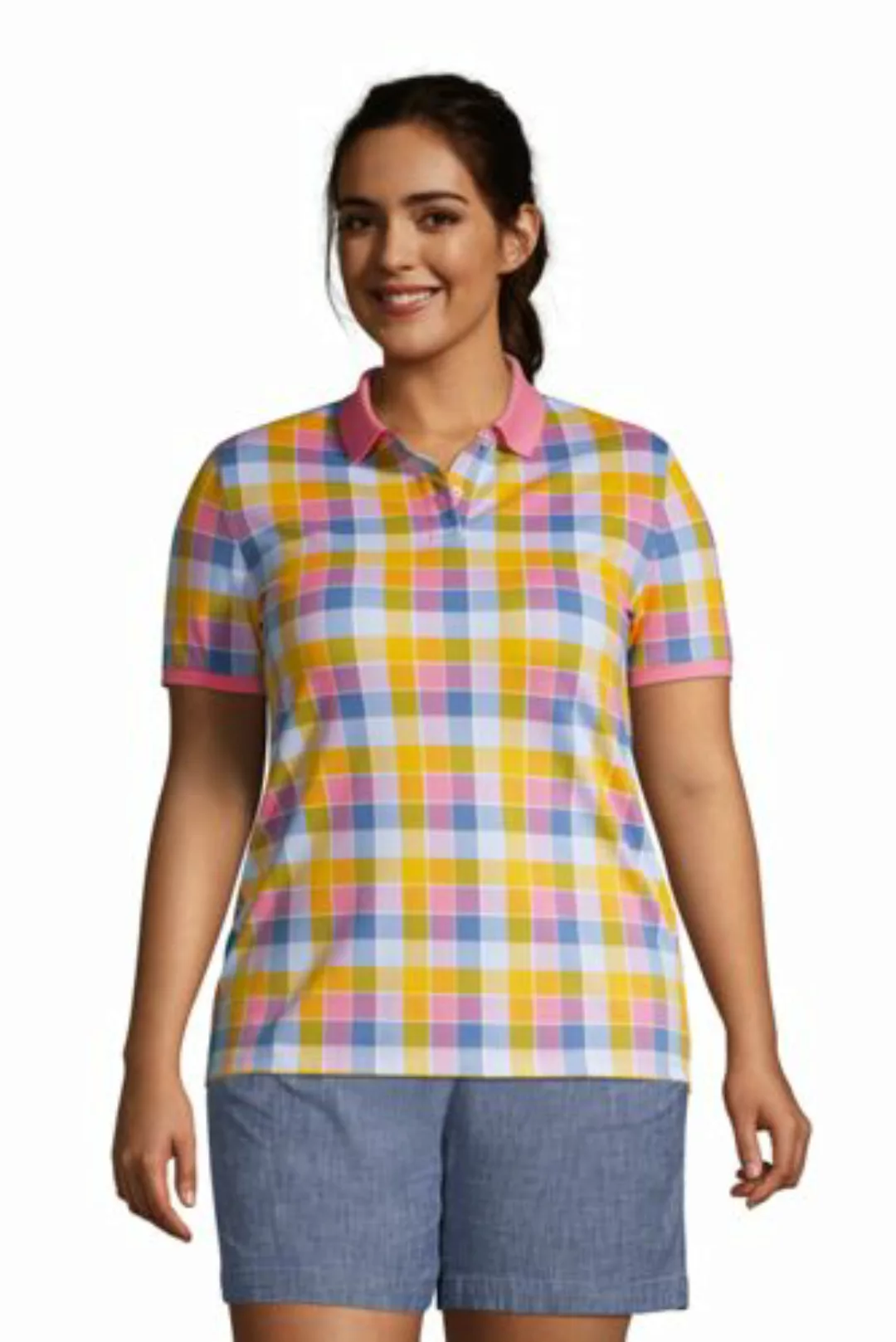 Piqué-Poloshirt in großen Größen, Damen, Größe: 56-58 Plusgrößen, Multi, Ba günstig online kaufen