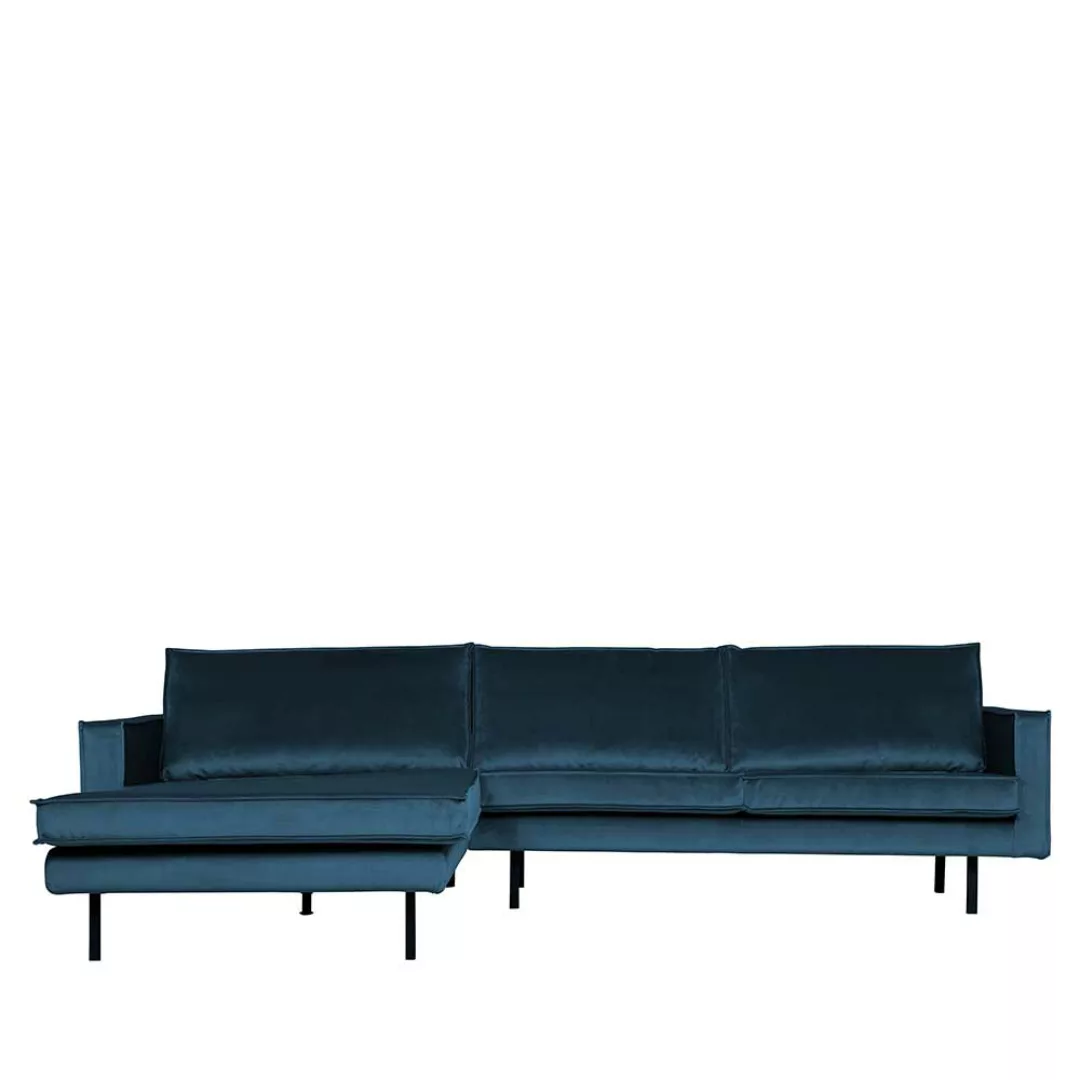 Ecksofa in Blau Samt 45 cm Sitzhöhe günstig online kaufen