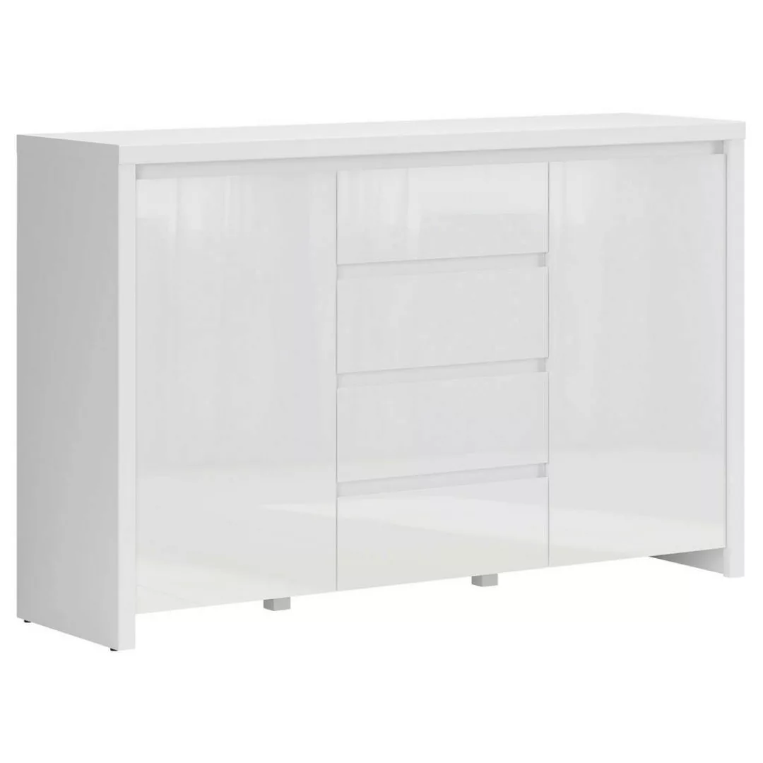 Sideboard Larios weiß matt weiß glänzend B/H/T: ca. 143x91x40 cm günstig online kaufen