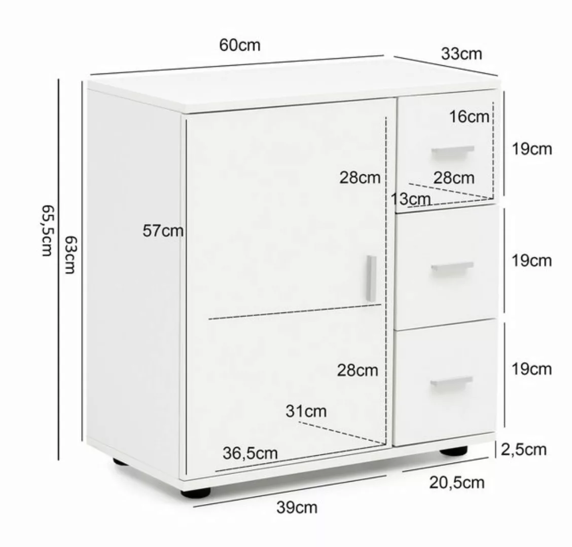 FINEBUY Waschbeckenunterschrank FB52416 (Weiß 60x65,5x33cm, Badschrank mit günstig online kaufen
