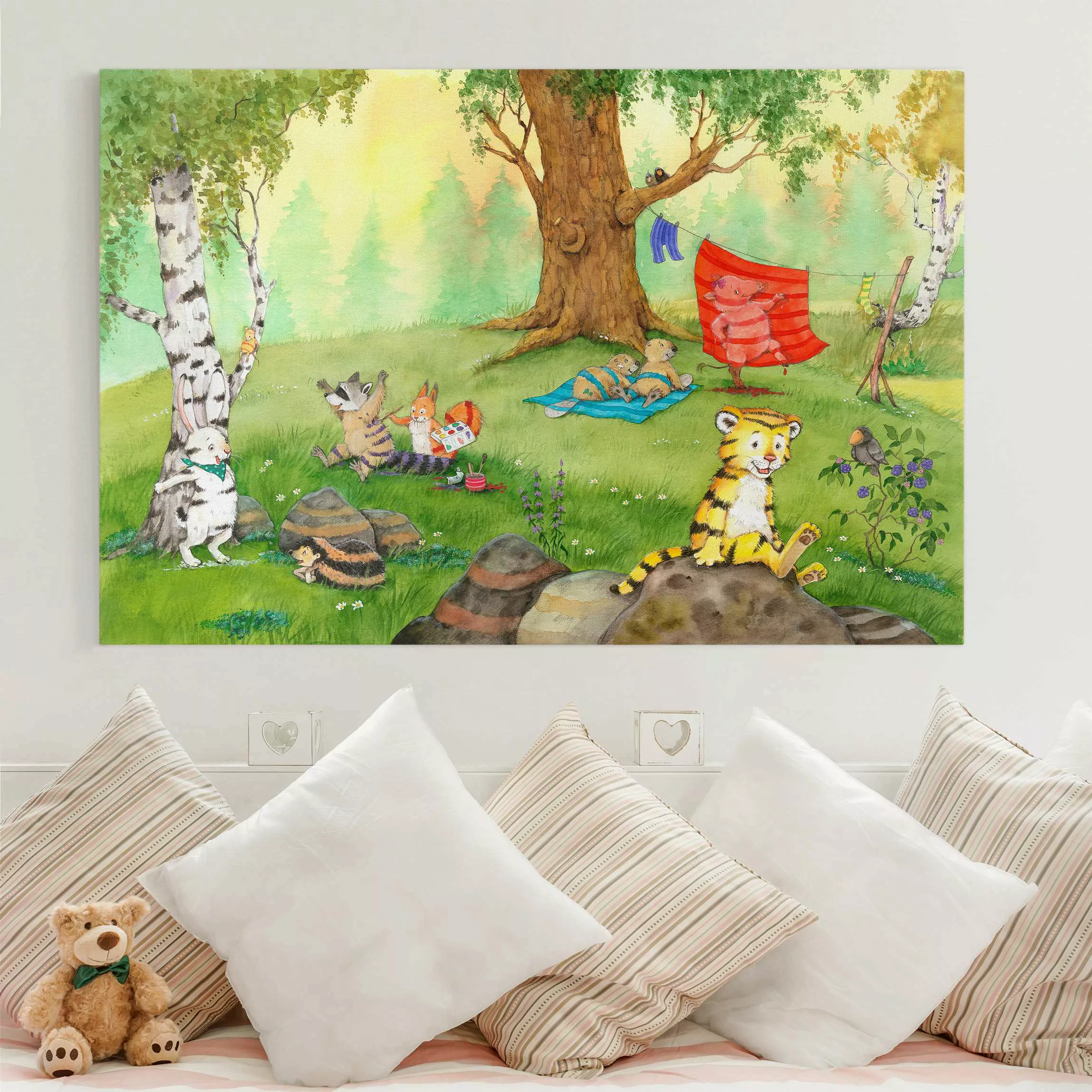 Leinwandbild Kinderzimmer - Querformat Kleiner Tiger - Tarnstreifen für all günstig online kaufen