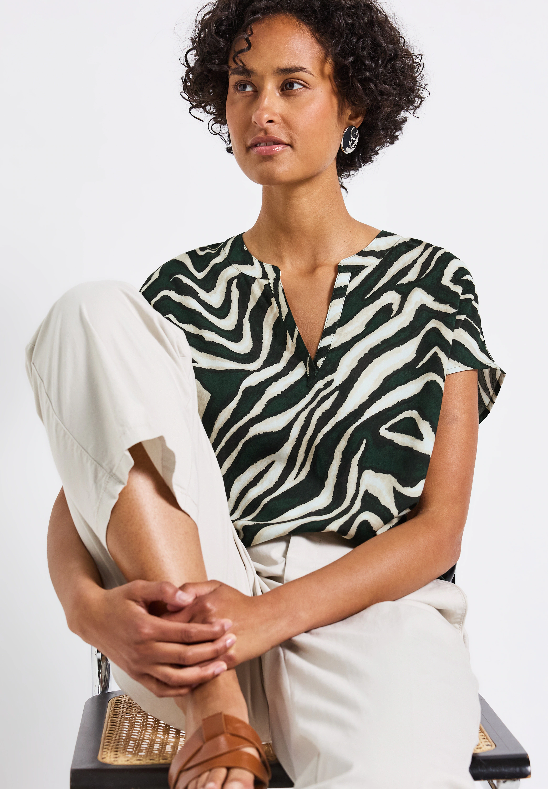 STREET ONE Kurzarmbluse, mit Zebra-Muster günstig online kaufen