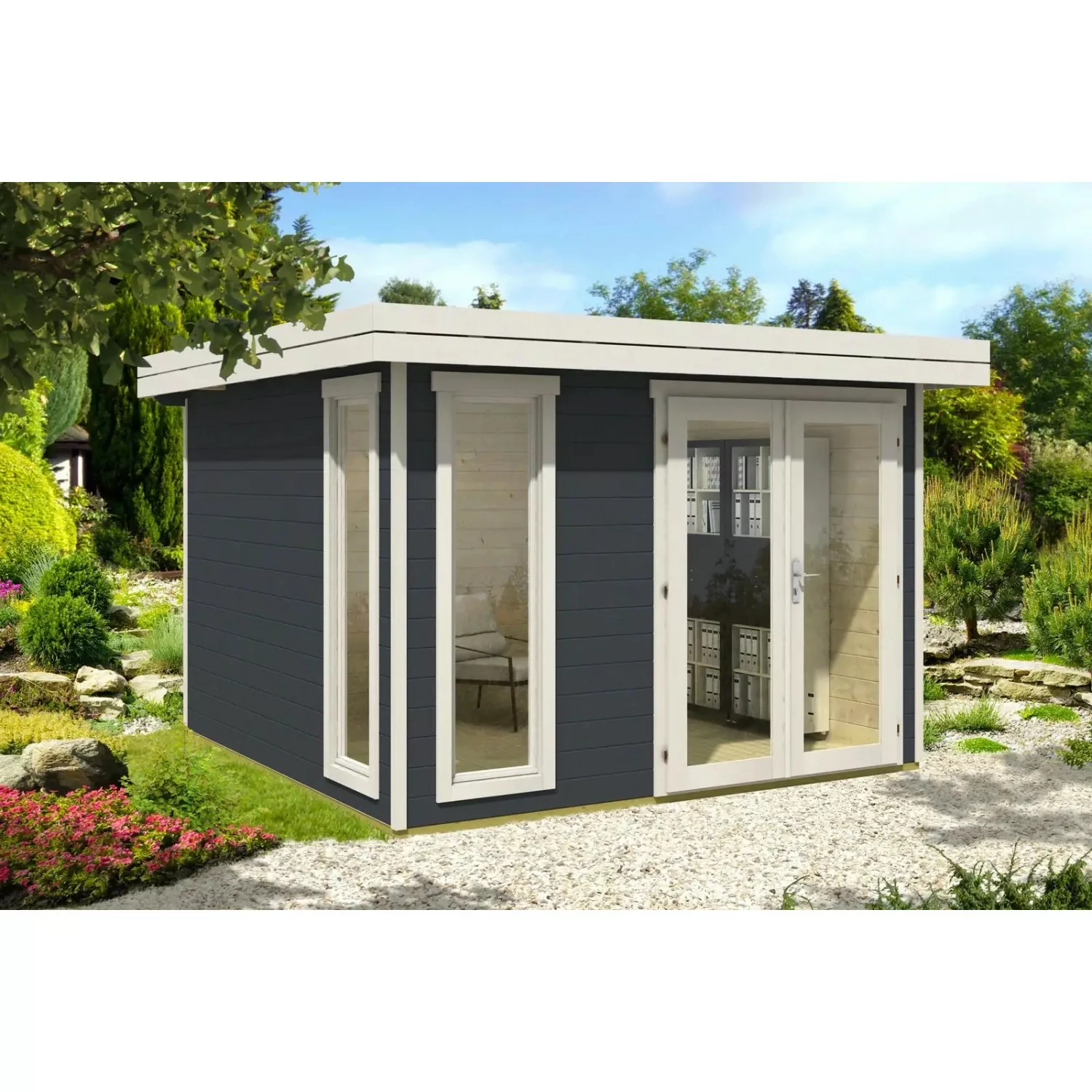 Carlsson Holz-Gartenhaus Aldo-28 A Flachdach Druckimprägniert 320 cm x 314 günstig online kaufen