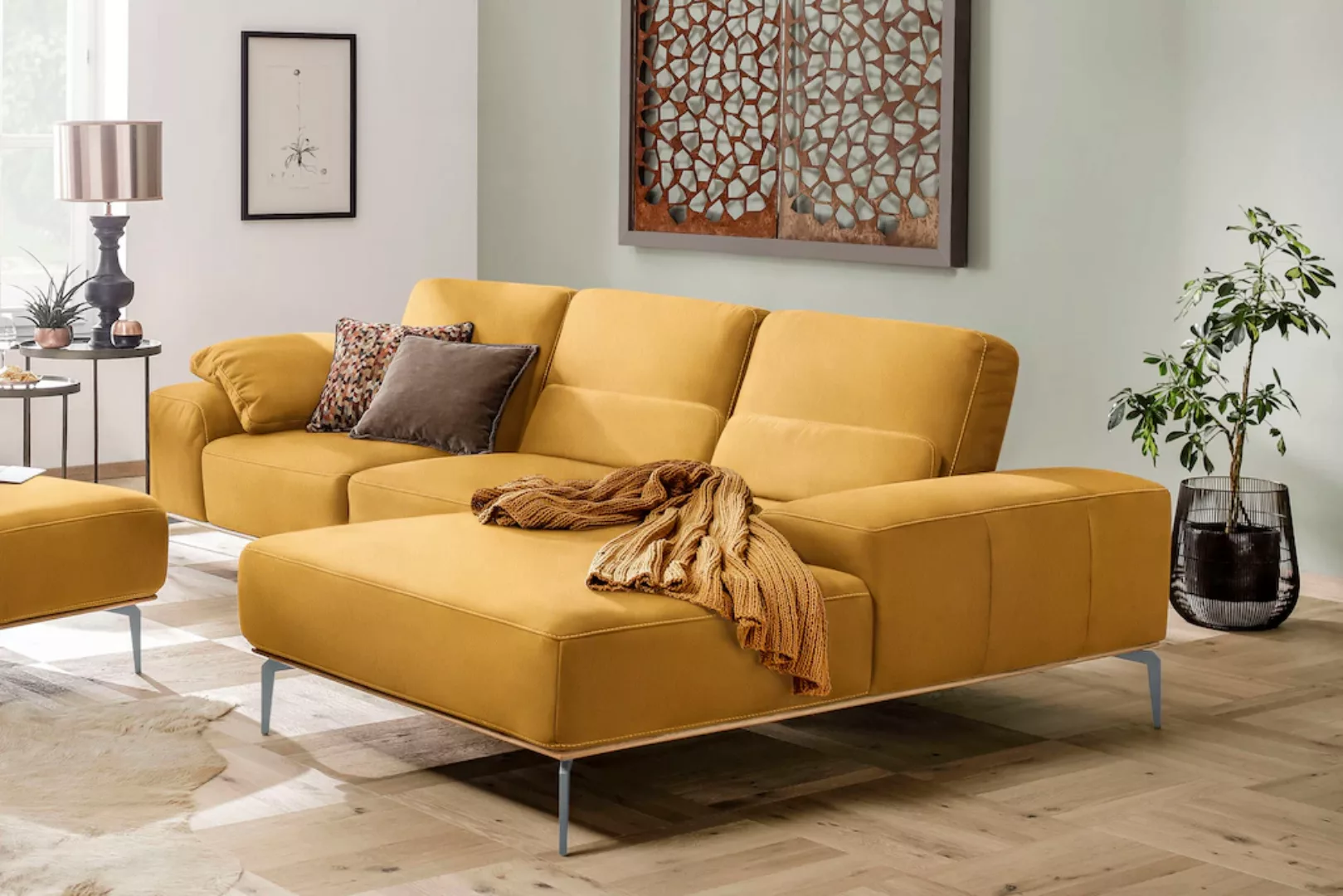 W.SCHILLIG Ecksofa run, mit elegantem Holzsockel, Füße in Silber matt, Brei günstig online kaufen