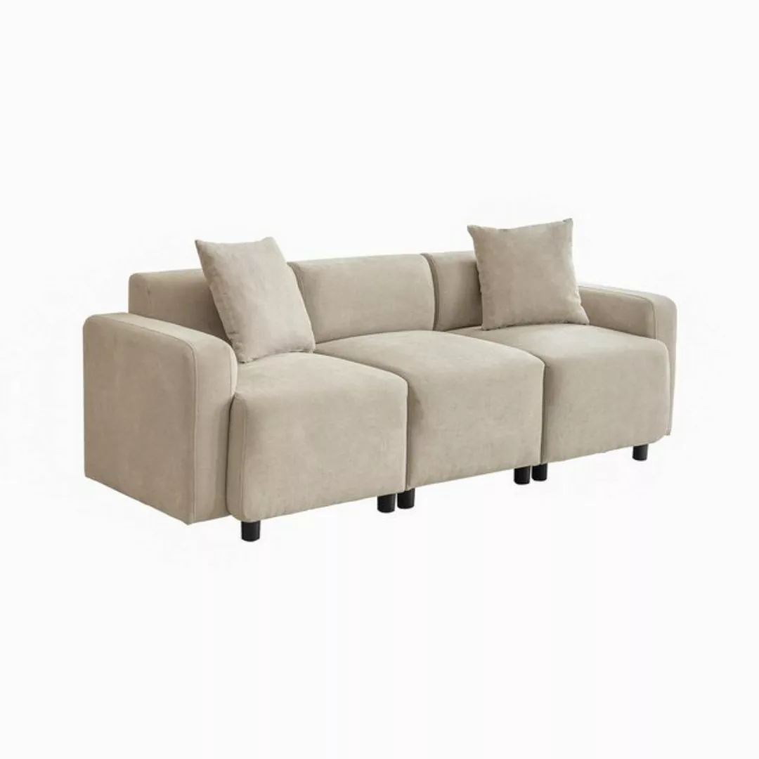 KLAM HOME Sofa 3-Sitzer Sofa mit 2 Zierkissen, 1 Teile, Moderne Sofa Polste günstig online kaufen