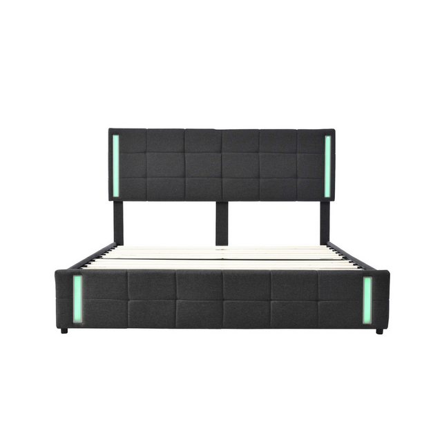 WISHDOR Polsterbett Funktionsbett 140*200cm mit LED-Lichtsteckdose 4 Schubl günstig online kaufen