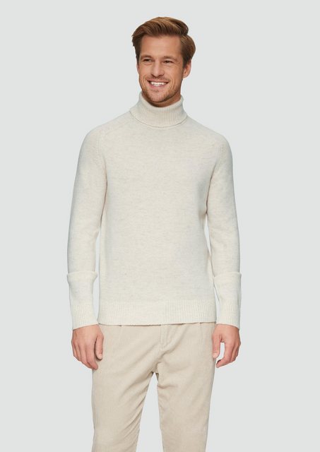 s.Oliver Strickpullover Rollkragenpullover aus reiner Wolle Rippblende günstig online kaufen