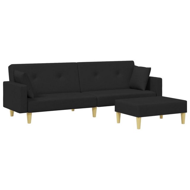 vidaXL Sofa Schlafsofa 2-Sitzer mit Fußhocker Schwarz Stoff günstig online kaufen