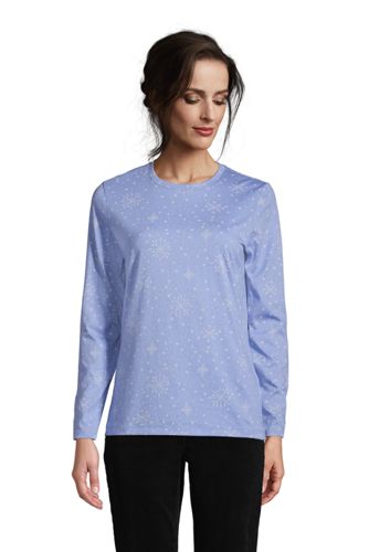 Supima-Shirt, Langarm in Petite-Größe, Damen, Größe: S Petite, Blau, Baumwo günstig online kaufen