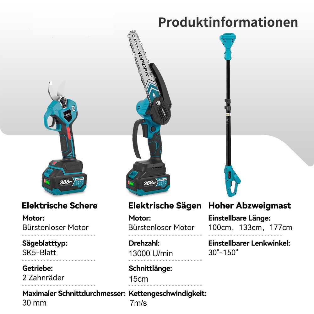 ONEVAN Akku-Hochentaster 4-in-1 Akku-Hochentaster mit Teleskopstiel günstig online kaufen