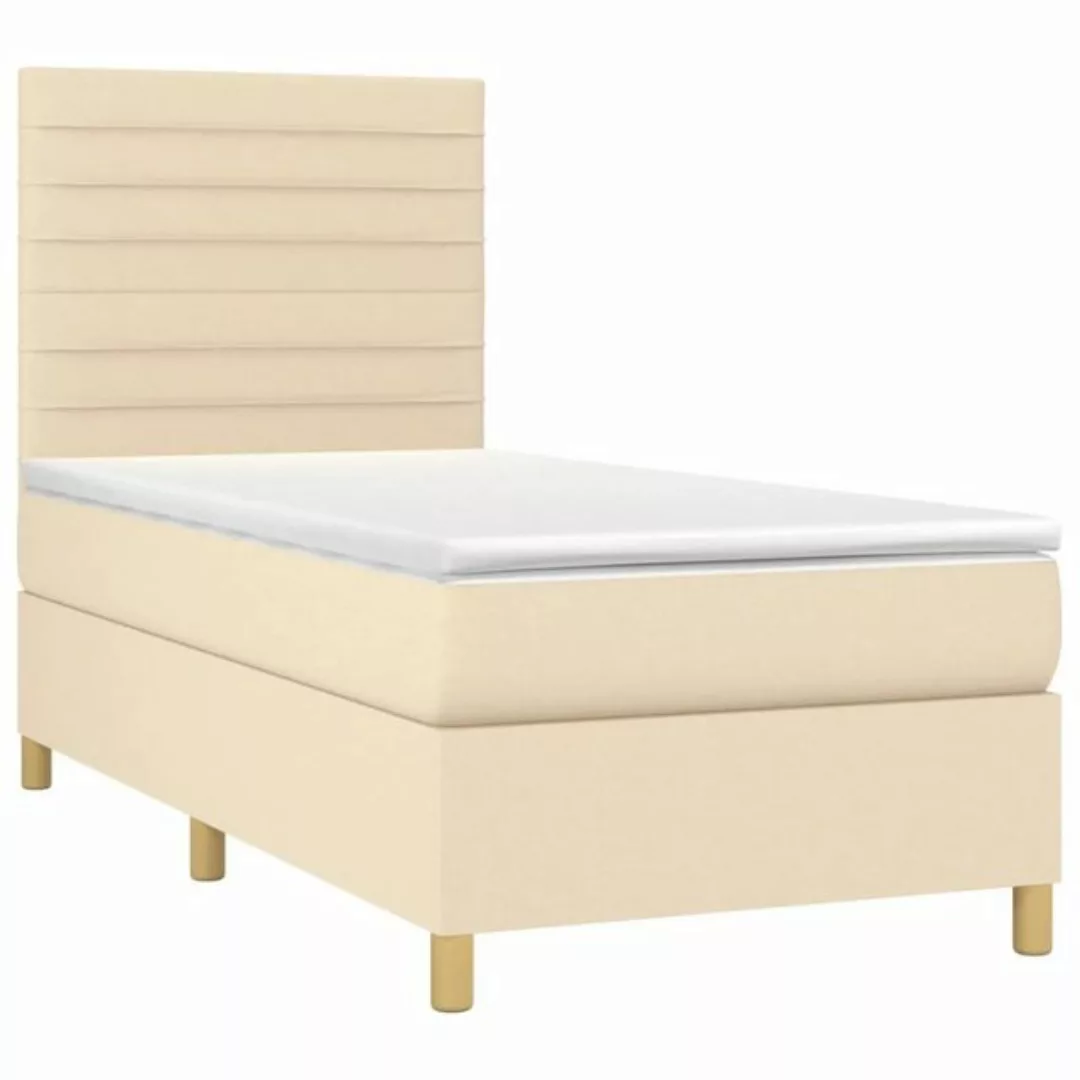 vidaXL Bett Boxspringbett mit Matratze Creme 80x200 cm Stoff günstig online kaufen