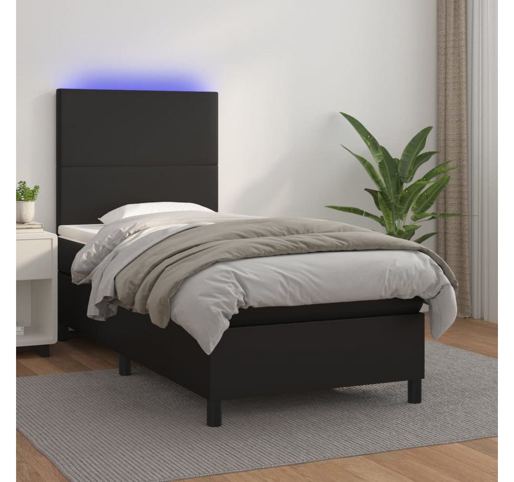 vidaXL Boxspringbett Boxspringbett mit Matratze & LED Kunstleder (90 x 200 günstig online kaufen