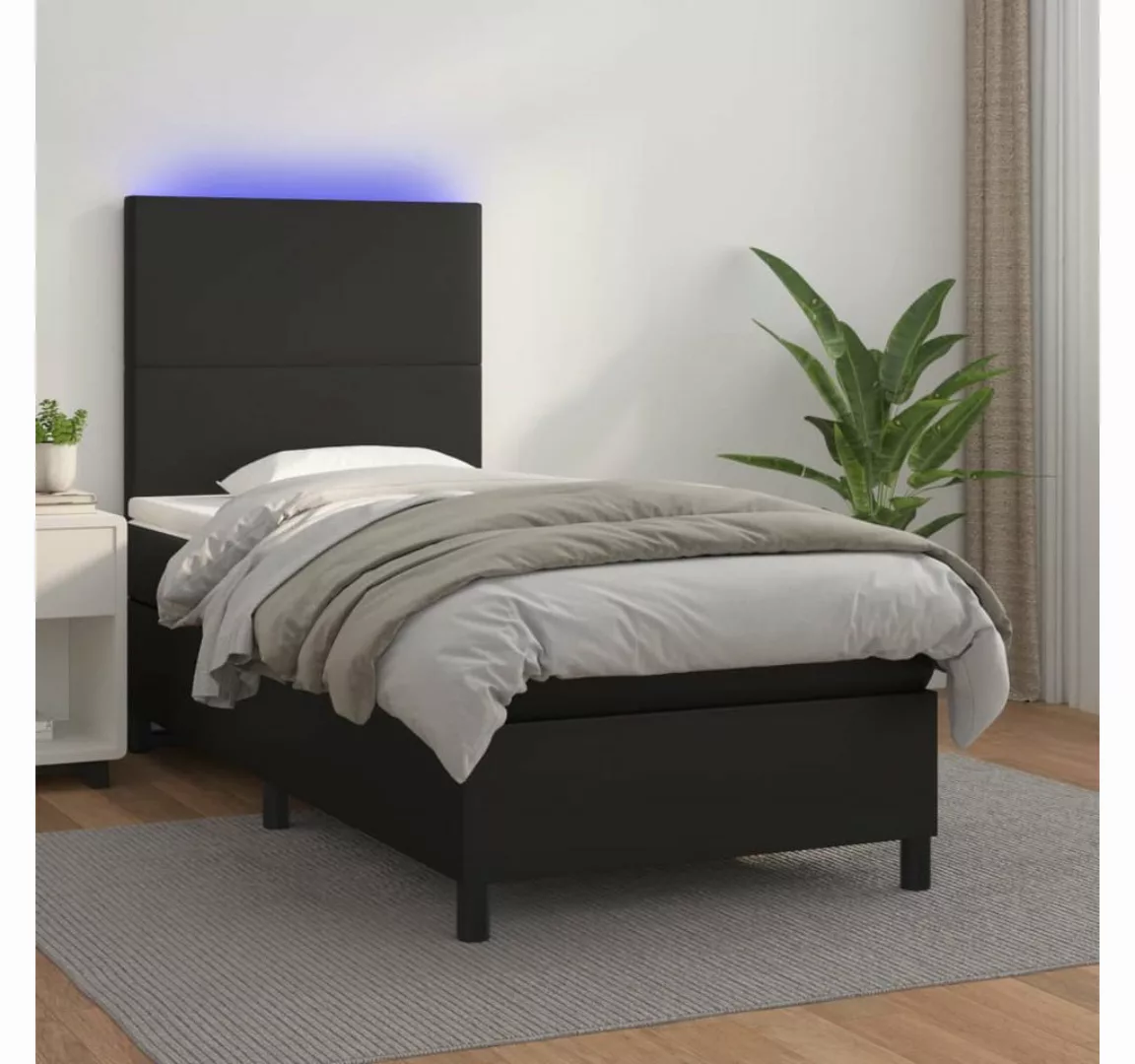 vidaXL Boxspringbett Boxspringbett mit Matratze & LED Kunstleder (100 x 200 günstig online kaufen