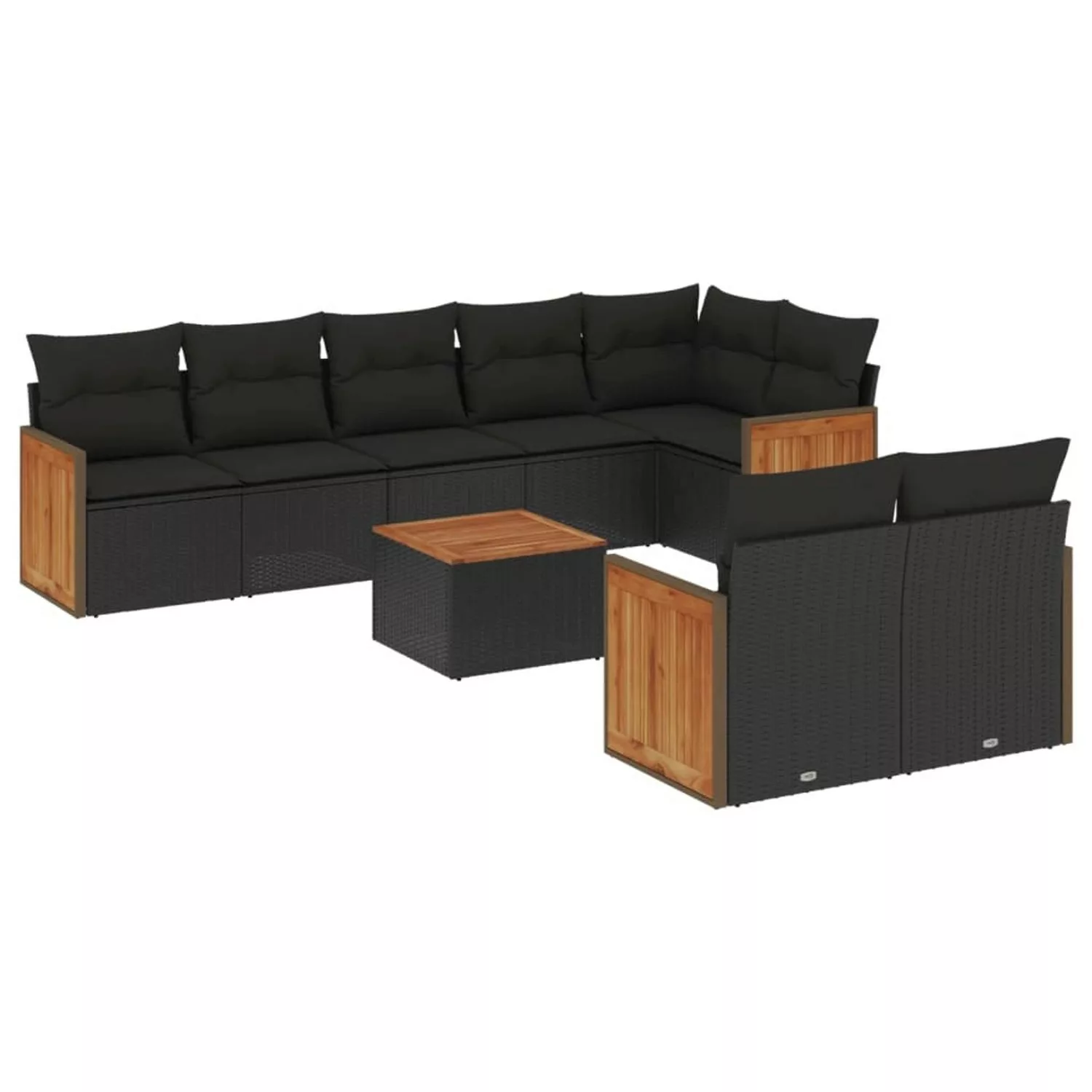 vidaXL 9-tlg Garten-Sofagarnitur mit Kissen Schwarz Poly Rattan Modell 99 günstig online kaufen