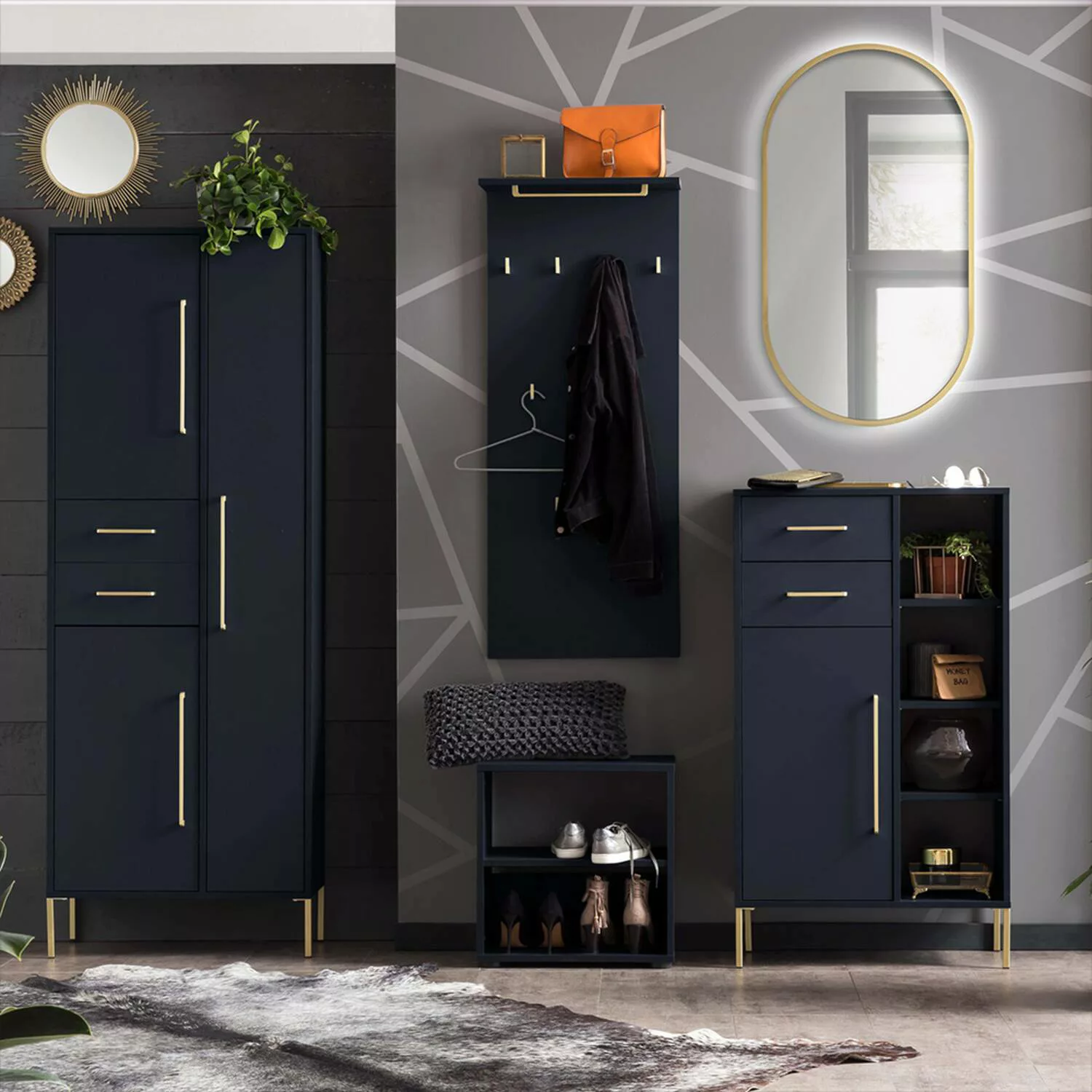 Lomadox Garderobenschrank KELLA-80 Flur Schrank Garderobe Kommode Highboard günstig online kaufen