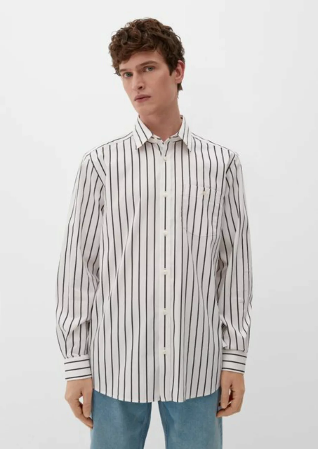 s.Oliver Langarmhemd Regular: Hemd aus Baumwollmix günstig online kaufen
