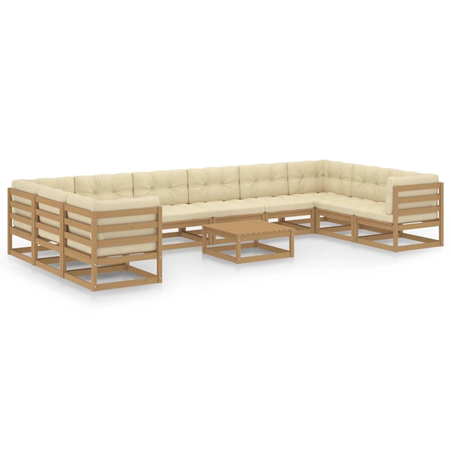 11-tlg. Garten-lounge-set Kissen Honigbraun Kiefer Massivholz günstig online kaufen