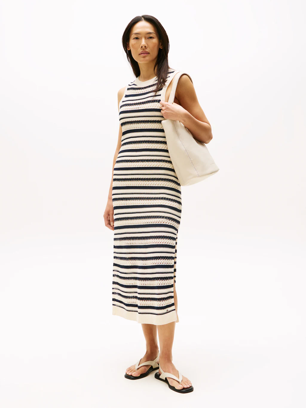 Tommy Hilfiger Sweatkleid "CROCHET C-NK SL MIDI SWT DRESS" günstig online kaufen